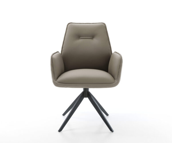 Jedálenská stolička Zoa-Flex prírodná koža taupe, krížový rám, široký kovový čierny, otočný o 360°, funkcia hojdania, jadro s vreckovými pružinami - Image 2