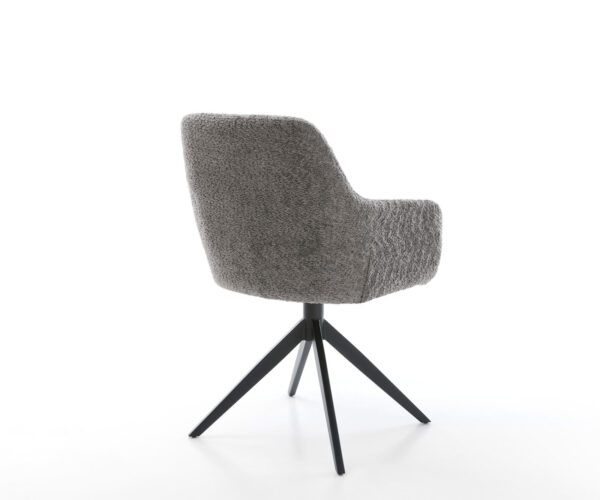 Jedálenská stolička Pejo-Flex bouclé sivé, široký kovový čierny rám, 360° otočné, s hojdačkou, jadro s taštičkovými pružinami - Image 5