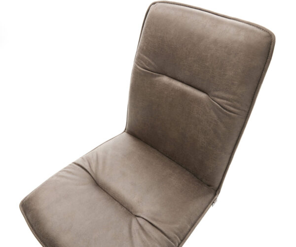 Jedálenská stolička Vinjo-Flex mikrovlákno taupe vintage krížová konštrukcia široký čierny kov 360° otočný s hojdačkovou funkciou - Image 4