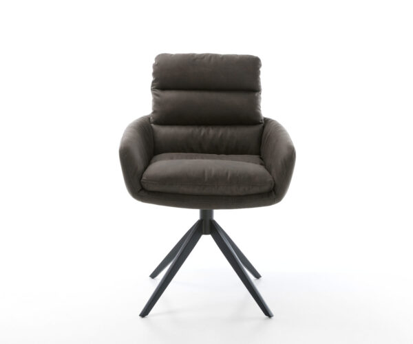 Jedálenská stolička Abelia-Flex s podrúčkami, mikrovlákno antracit vintage, krížový rám, široký, kovový čierny, otočný o 360°, funkcia hojdania - Image 2
