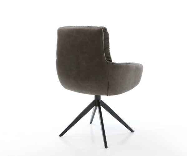 Jedálenská stolička Abelia-Flex s podrúčkami, mikrovlákno antracit vintage, krížový rám, široký, kovový čierny, otočný o 360°, funkcia hojdania - Image 5