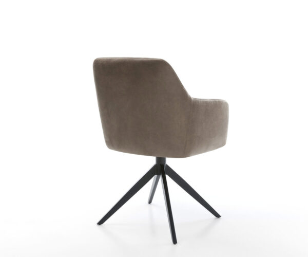 Jedálenská stolička Greg-Flex mikrovlákno taupe vintage krížový rám široký kov čierny 360° otočný s hojdačkovou funkciou jadro s vreckovými pružinami - Image 5