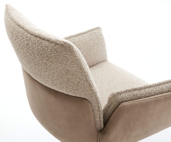 Jedálenská stolička Nela-Flex zmiešané materiály taupe, krížová základňa grafit, otočné o 360°, funkcia hojdačky - Image 4