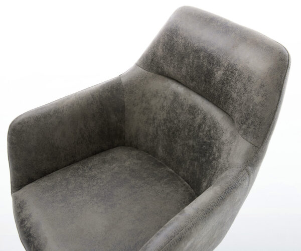 Jedálenská stolička Pejo-Flex mikrovlákno sivé vintage krížový rám široký nerezová oceľ 360° otočné hojdačkové funkcia jadro s vreckovými pružinami - Image 4