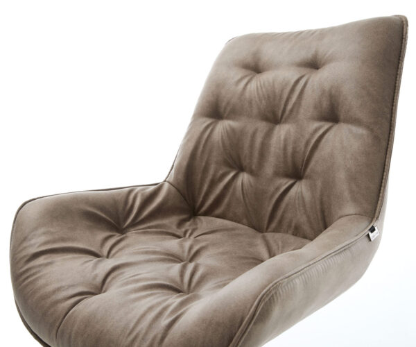 Jedálenská stolička Taimi-Flex mikrovlákno taupe vintage krížová konštrukcia široká nehrdzavejúca oceľ 360° otočná s hojdačkou - Image 4
