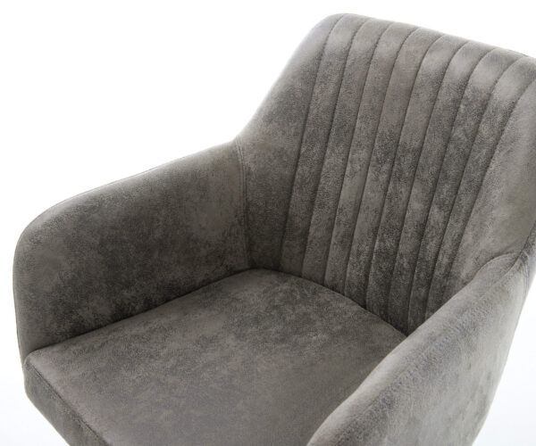 Jedálenská stolička Greg-Flex mikrovlákno sivá vintage tenká podstava čierna vrecková pružina - Image 4