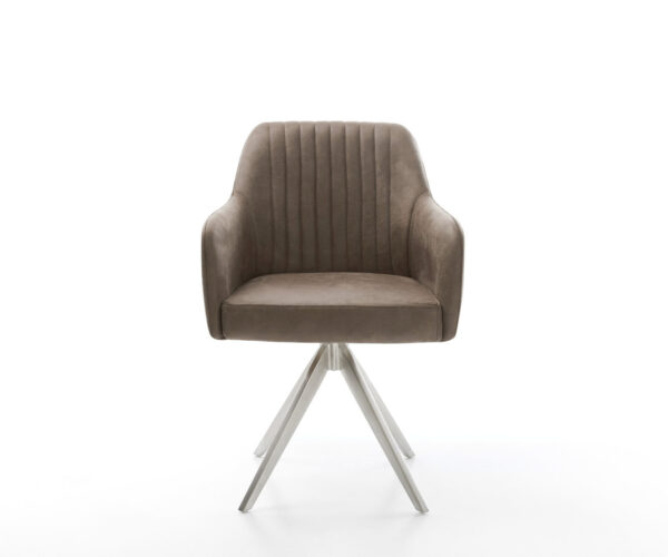 Jedálenská stolička Greg-Flex taupe vintage krížový rám uhlový nerezová oceľ - Image 2