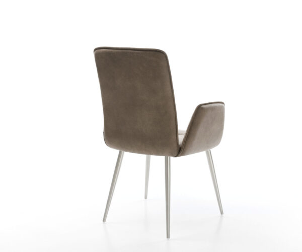 Jedálenská stolička Vinja-Flex mikrovlákno taupe vintage 4-nohá zúžená nerezová oceľ - Image 5