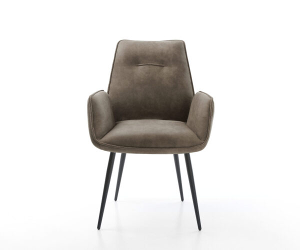 Jedálenská stolička Zoa-Flex mikrovlákno taupe vintage 4-nohá zúžená čierna vrecková pružina - Image 2