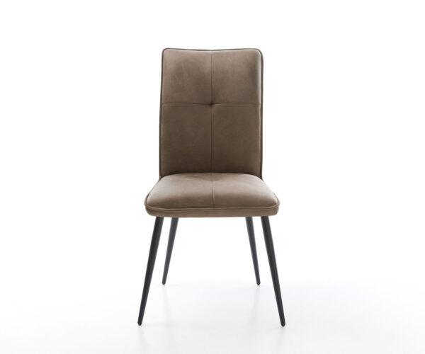 Jedálenská stolička Maddy-Flex mikrovlákno taupe vintage 4-nohá zúžená čierna - Image 2