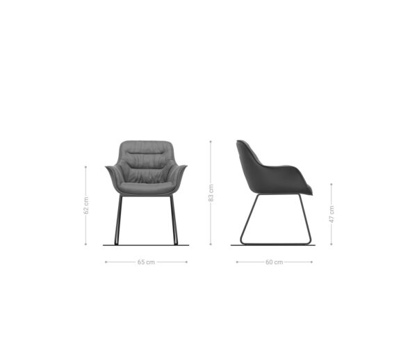 Jedálenská stolička Kaira-Flex taupe vintage s klzným rámom z nehrdzavejúcej ocele - Image 6