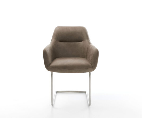 Jedálenská stolička Pejo-Flex taupe vintage konzolová okrúhla nerezová oceľ - Image 2