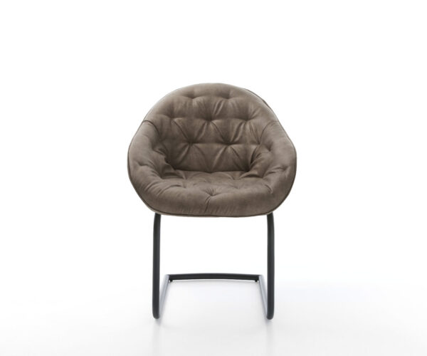 Jedálenská stolička Gaio-Flex mikrovlákno taupe vintage jedálenská stolička okrúhla čierna - Image 2