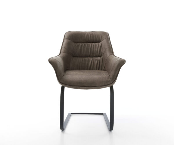 Jedálenská stolička Kaira-Flex mikrovlákno taupe vintage jedálenská stolička plochá čierna - Image 2