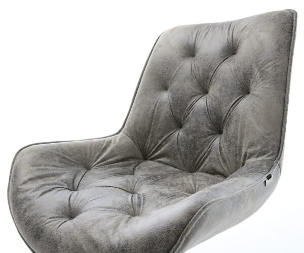 Jedálenská stolička Taimi-Flex mikrovlákno sivá vintage 4-nohá zúžená nerezová oceľ - Image 4