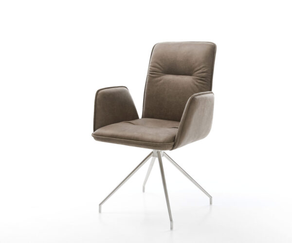 Otočná stolička Vinja-Flex taupe vintage krížová základňa zúžená z nerezovej ocele