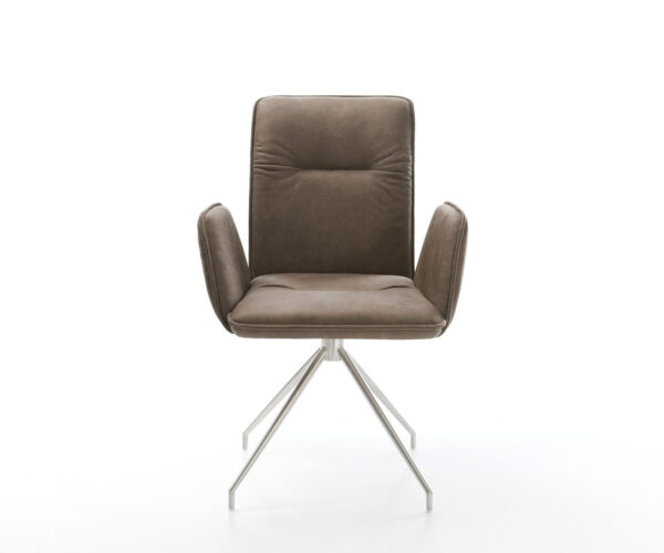 Otočná stolička Vinja-Flex taupe vintage krížová základňa zúžená z nerezovej ocele - Image 2