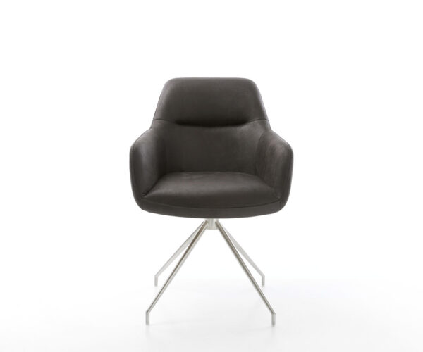 Jedálenská stolička Pejo-Flex antracit vintage krížový rám zúžený nehrdzavejúca oceľ - Image 2