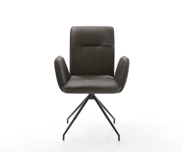 Jedálenská stolička Vinja-Flex mikrovlákno antracit vintage krížová podstava zúžená čierna - Image 2