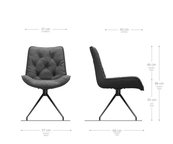 Jedálenská stolička Taimi-Flex mikrovlákno taupe vintage krížová podstava zúžená čierna - Image 6