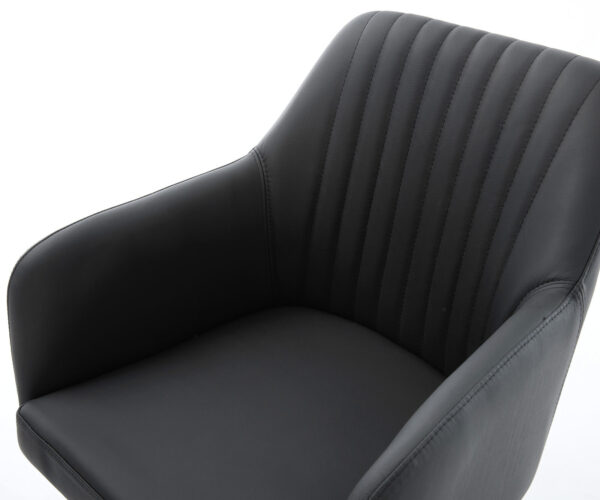 Jedálenská stolička Greg-Flex čierny pravá koža, krížový rám, zúžený čierny - Image 4