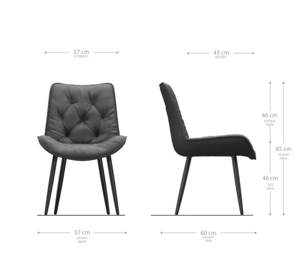 Jedálenská stolička Taimi-Flex pravá koža čierna 4-nohá zúžená čierna - Image 6