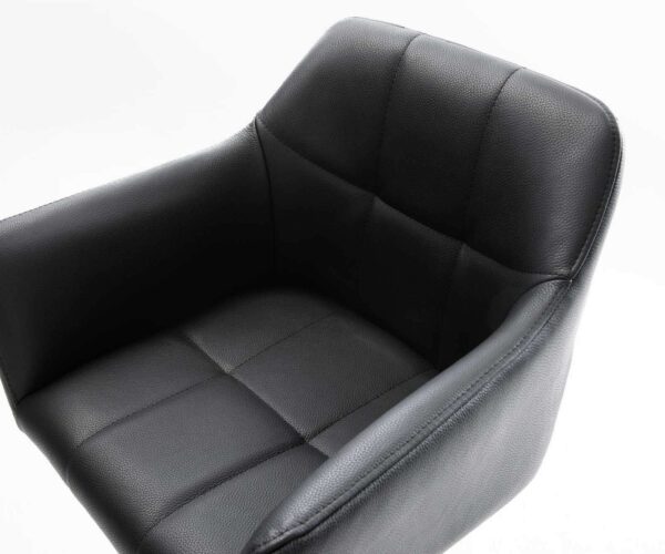 Barová stolička Yulo-Flex pravá koža čierna jedálenská stolička plochý nerezová oceľ - Image 4