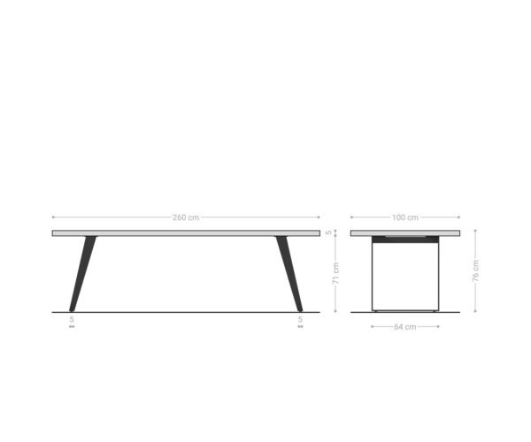 Jedálenský stôl Edge 260x100 cm XL akácia hnedá nerezová oceľ strieborná skosený Live-Edge - Image 7