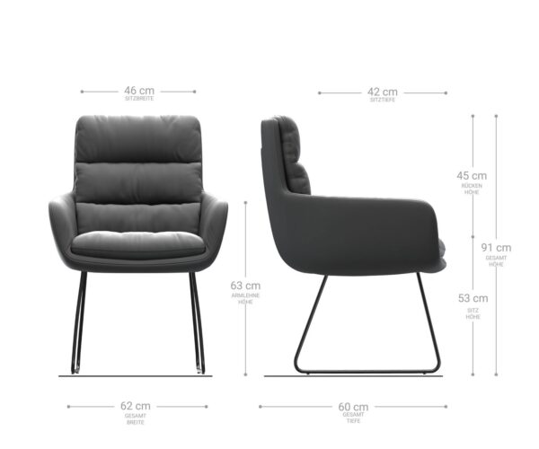 Jedálenská stolička Abelia-Flex s podrúčkami, pravá koža, čierny protišmykový rám, nerezová oceľ - Image 6