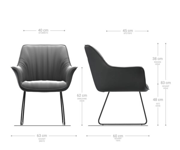 Jedálenská stolička Keila-Flex s opierkami mikrovlákno antracit vintage čierna tenká podstava - Image 6