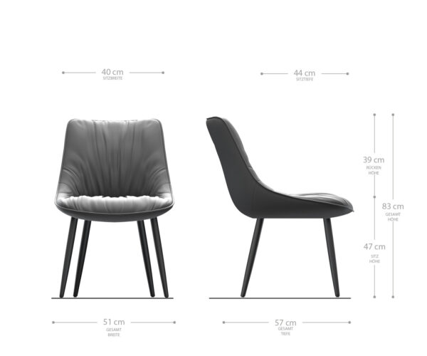 Jedálenská stolička Elda-Flex textilný materiál antracitový, 4-nohá zúžená čierna - Image 6