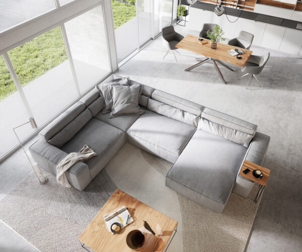 Pohovka v tvare U Sirpio XL 360x260 cm mikrovlákno sivá ležadlo variabilné - Image 5