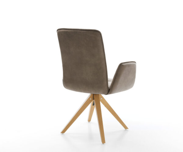 Jedálenská stolička Vinja-Flex mikrovlákno taupe vintage drevená podstava hranatá prírodná - Image 5