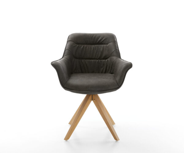 Jedálenská stolička Kaira-Flex antracit vintage mikrovlákno drevený rám hranatý - Image 2