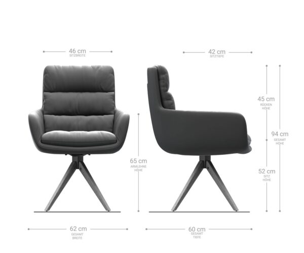 Jedálenská stolička Abelia-Flex s podrúčkami svetlosivá štruktúrovaná látka uhlový drevený rám - Image 6