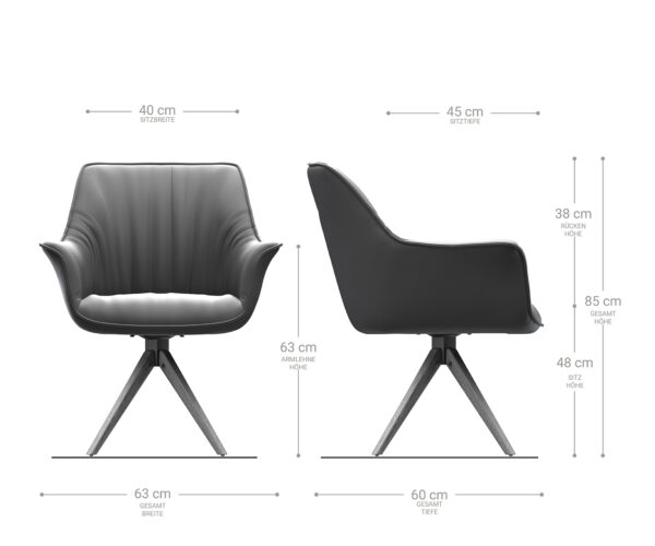 Jedálenská stolička Keila-Flex s podrúčkami taupe vintage mikrovlákno drevený rám hranatý - Image 5