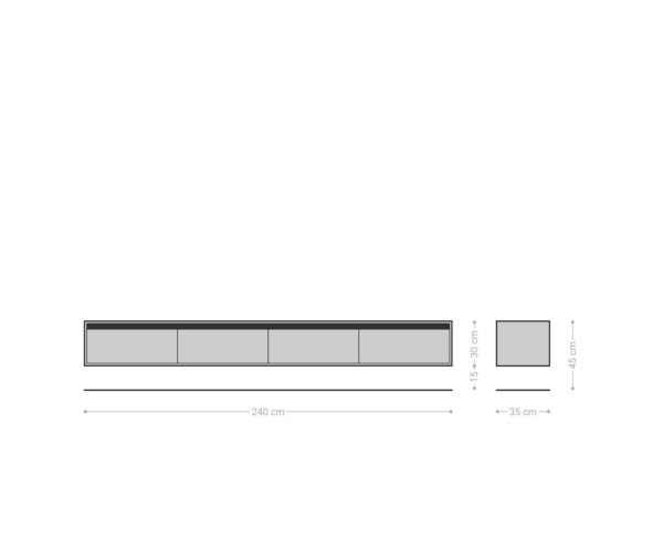 TV stolík Stonegrace 240 cm akácia hnedá bridlica 4 dvierka závesný - Image 7