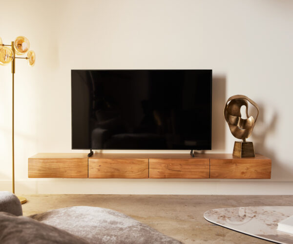 TV stolík New Live Edge 240 cm prírodná akácia 4 dvere plávajúci New Live-Edge Live Edge 240 cm prírodná akácia 4 dverová plávajúca - Image 2