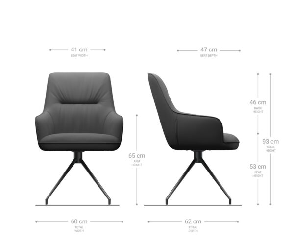 Jedálenská stolička Zelia-Flex krížový rám zúžený čierny textilný materiál svetlosivý - Image 6