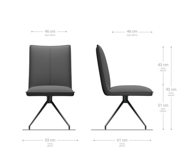 Jedálenská stolička Lelio-Flex krížový rám z brúseného nerezového ocele, zamatová sivá, otočná o 180° - Image 6