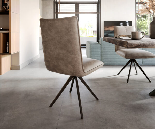 Jedálenská stolička Lelio-Flex krížový rám široké čierne mikrovlákno taupe otočné o 360° - Image 5