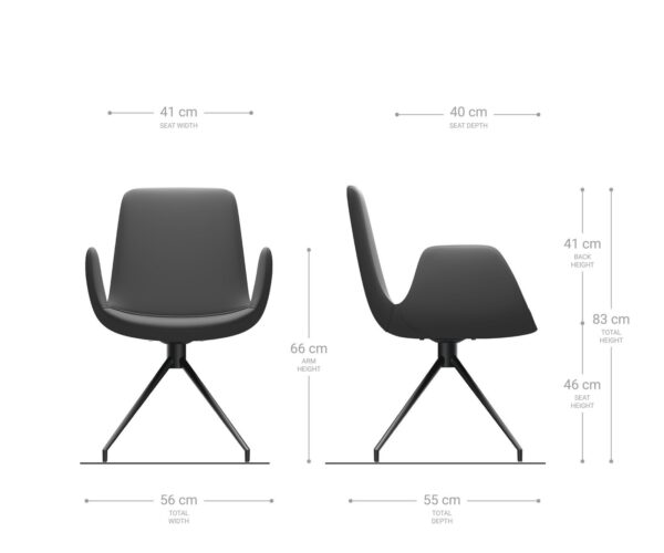 Jedálenská stolička Ilia-Flex krížová konštrukcia zúžená čierna pravá koža čierna otočná - Image 6