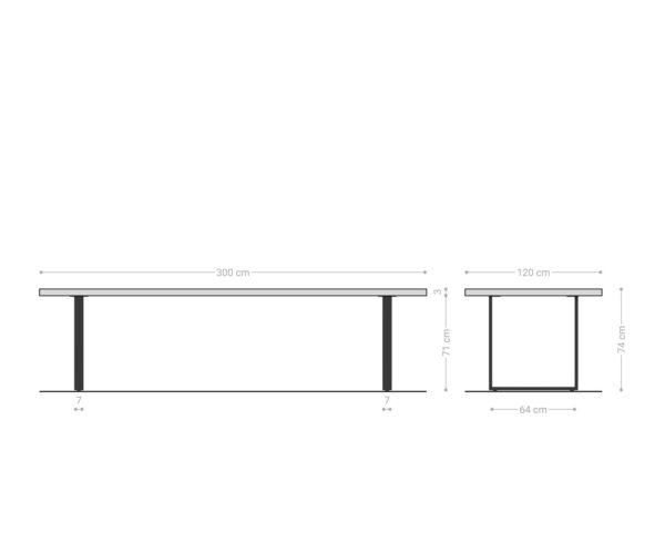 Jedálenský stôl Edge oválny 300x120x2,5-3 dub prírodný nerezová oceľ úzky švajčiarska hrana - Image 7