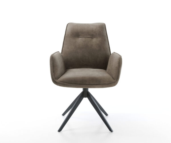 Jedálenská stolička Zoa-Flex krížový rám široký čierny mikrovlákno taupe otočný o 360° - Image 2