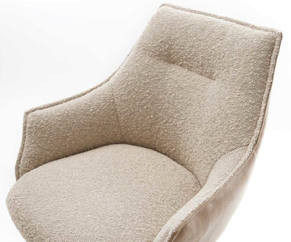 Barová stolička Alja-Flex zmiešané materiály mikrovlákno tmavobéžová bouclé tmavobéžová tenká podstava kov čierna vrecková pružina - Image 4