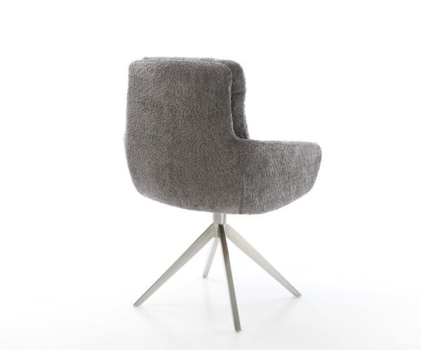 Jedálenská stolička Abelia-Flex s podrúčkami, krížový rám, široké, nerezová oceľ, šedé bouclé, otočné o 360° - Image 5