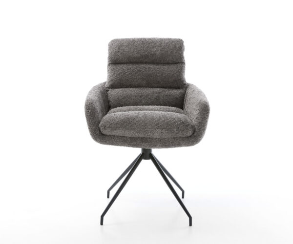 Jedálenská stolička Abelia-Flex krížová konštrukcia zúžená čierna, bouclé sivá - Image 2