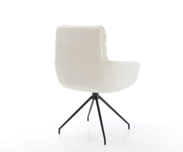 Jedálenská stolička Abelia-Flex krížová konštrukcia zúžená čierna, biely bouclé - Image 5