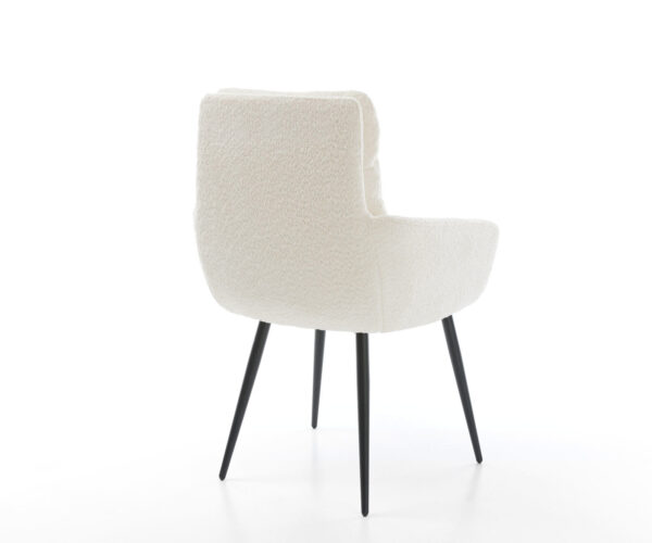 Jedálenská stolička Abelia-Flex s podrúčkami, 4 nohy, zúžené, čierne, bouclé biele - Image 5