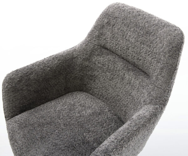 Jedálenská stolička Pejo-Flex krížový rám z brúseného nehrdzavejúceho ocele, bouclé sivé, otočné o 180° - Image 4